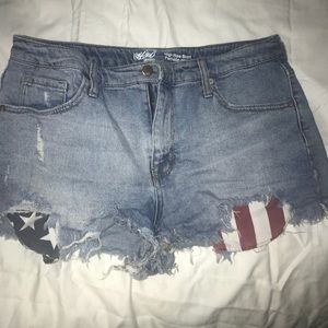 American flag denim shorts